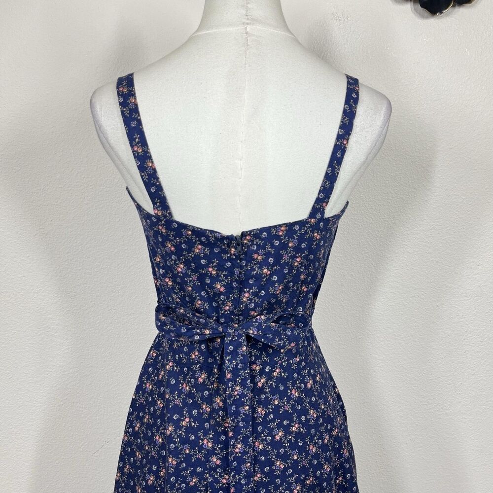 Vintage Gunne Sax Prairie Dress Women 9 Blue Floral Maxi Corset 70s Renaissance - Picture 5 of 11